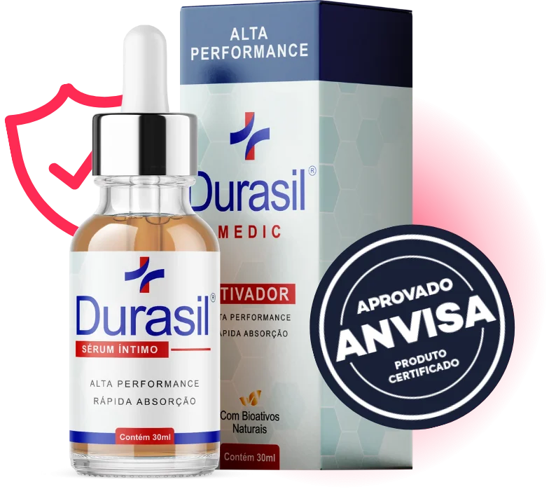 Frasco de durasil com embalagem original para controle de ejaculação precoce.